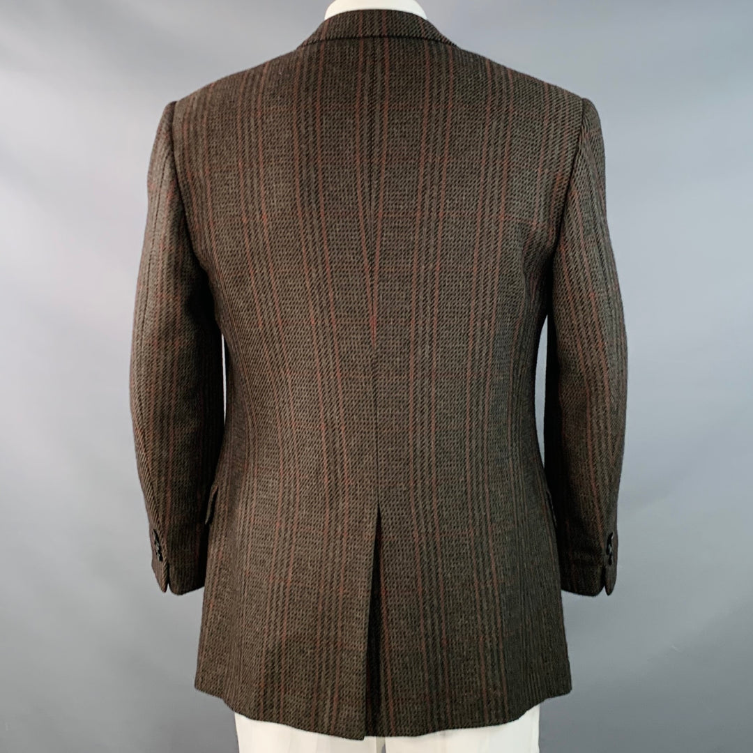 LUCIANO BARBERA Size 44 Regular Brown Red Plaid Wool Cashmere Sport Coat
