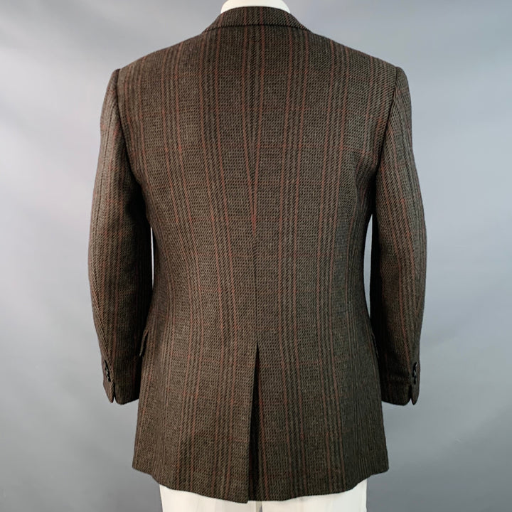 LUCIANO BARBERA Size 44 Regular Brown Red Plaid Wool Cashmere Sport Coat