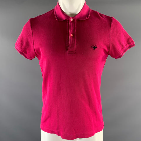 DIOR Size S Pink Black Pique Cap Sleeves Polo