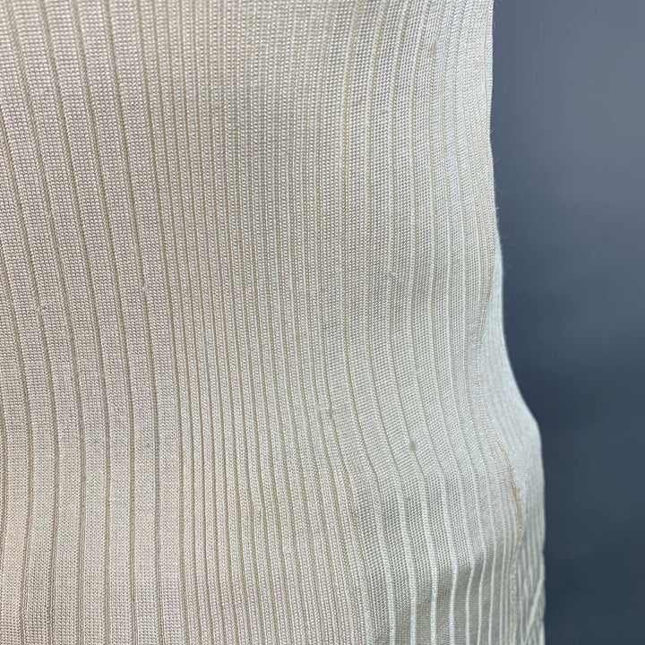 PS by PAUL SMITH Size L Cream Rib Knit Polyamide Crew Neck T-shirt