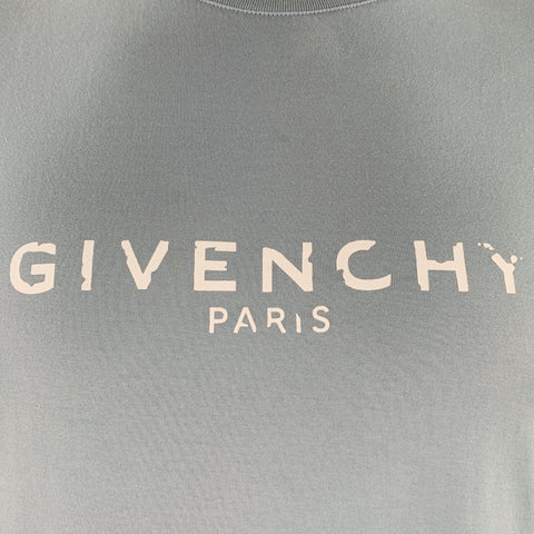 GIVENCHY Size XL Blue Cotton Logo Crew Neck T-shirt