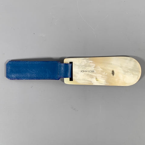 JOHN LOBB Chausse-pied en Corne et Cuir Naturel Bleu