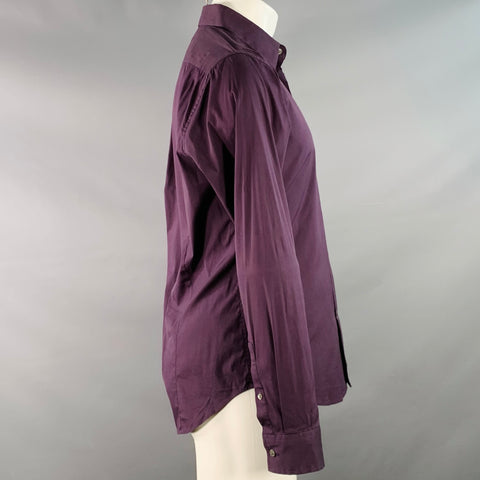 THEORY Size M Sylvain Purple Cotton Blend Pointed Collar Long Sleeve Shirt