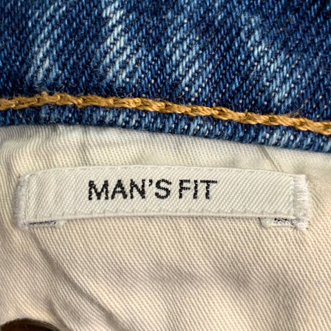 PRADA Size 25 Blue Cotton Washed Wide Leg Boyfriend Jeans