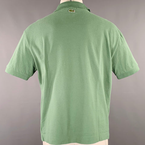 LACOSTE Size M Green Cotton Loose Fit  Large Patch Polo