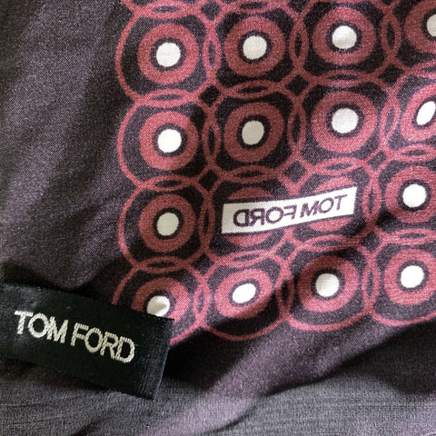 TOM FORD Black Burgundy Circles Silk Pocket Square