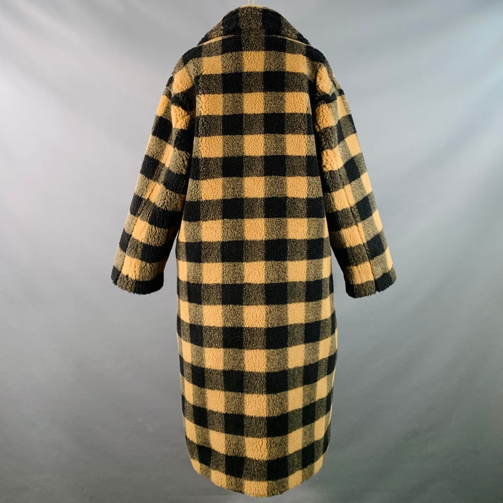 STAND STUDIO Size S Maria Tan Black Polyester Wool Checkered Notch Lapel Coat