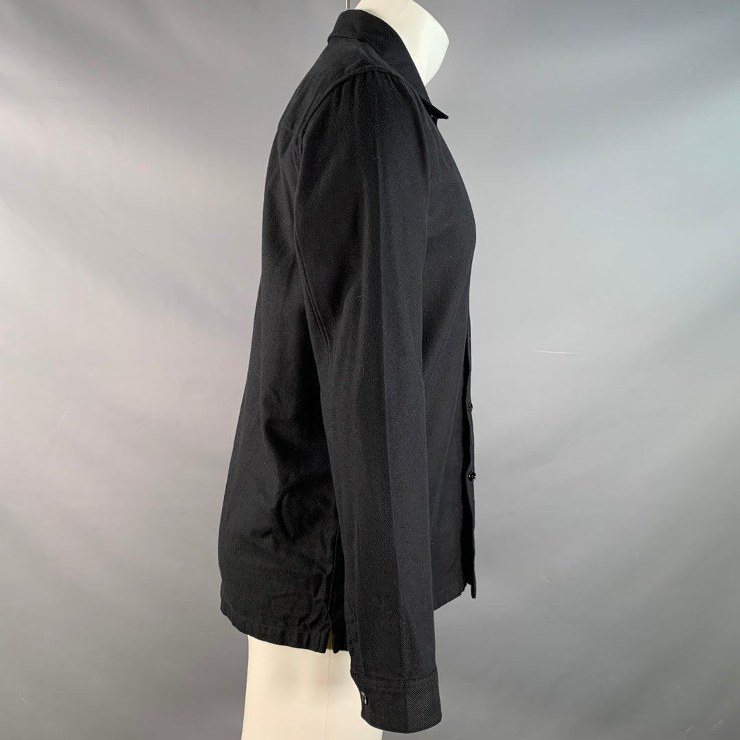 THEORY Size M Black Twill Cotton One pocket Long Sleeve Shirt