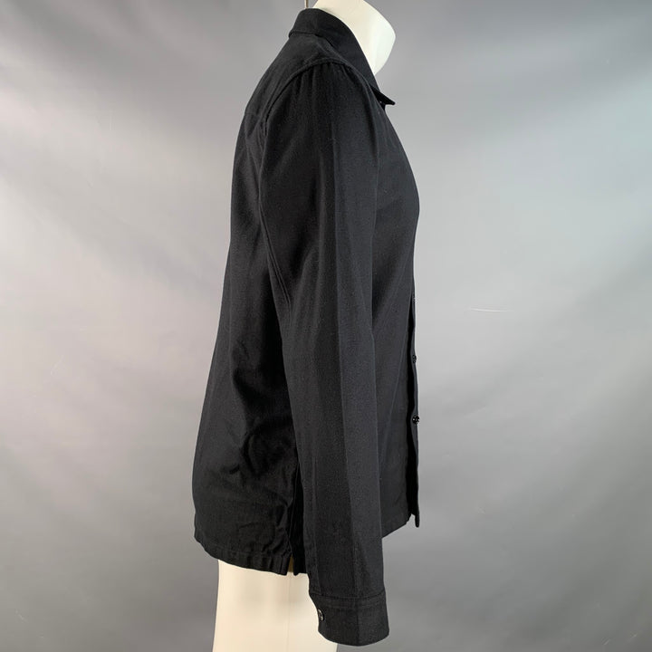 THEORY Size M Black Twill Cotton One pocket Long Sleeve Shirt