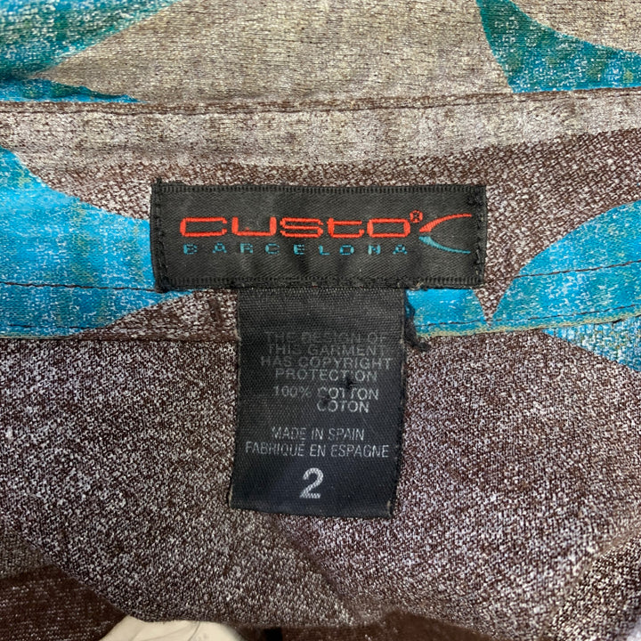 CUSTO BARCELONA Size XS Brown Blue/Silver Abstract Floral Long Sleeve Shirt
