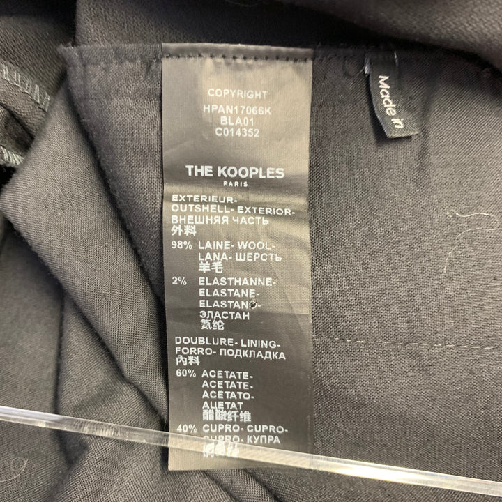 THE KOOPLES Size 38 Black Wool Blend Flat Front Tapered Dress Pants