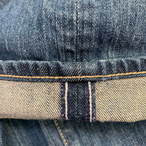 45rpm Size 28 Blue Cotton Distressed Straight Selvedge Jeans
