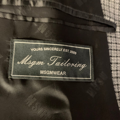 MSGM Chest Size 38 Grey Black Window Pane Wool Notch Lapel Sport Coat