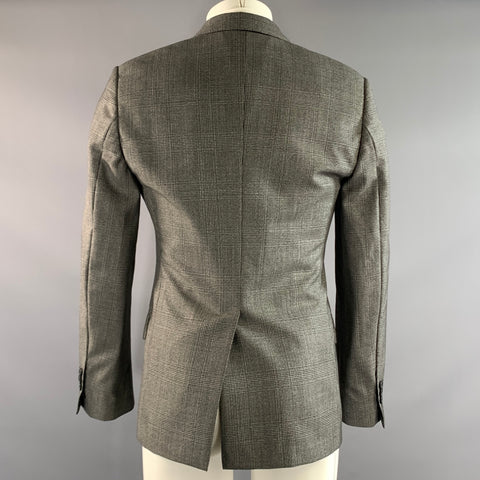 DOLCE & GABBANA Chest Size 38 Black White Plaid Virgin Wool Sport Coat