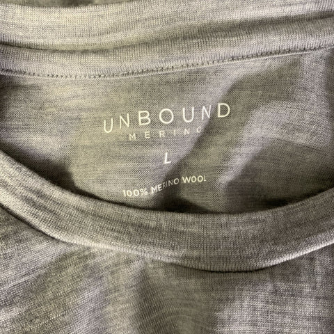 UNBOUND Size L Grey Heather Merino Wool Crew Neck T shirt