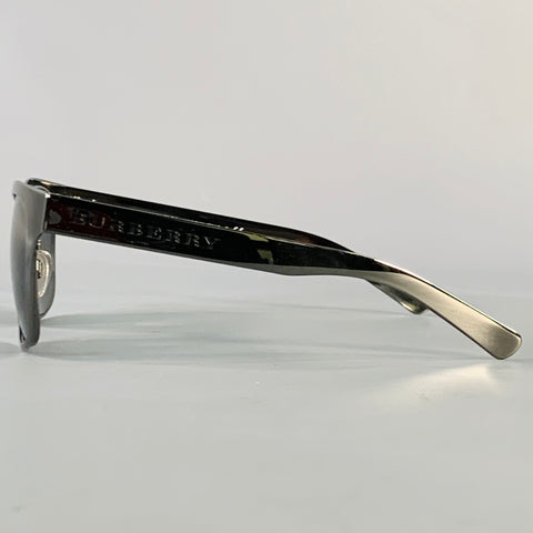 BURBERRY Silver Black Metal Square Sunglasses