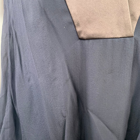 BRUNELLO CUCINELLI Size S Navy Black Chiffon Two Tone Monili Beading V-Neck Blouse