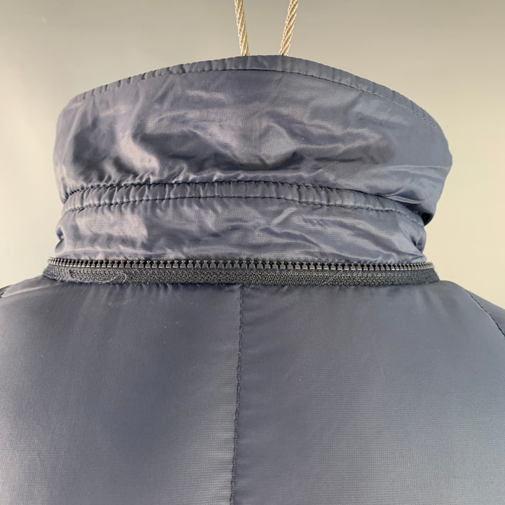 ASPESI Size M Navy Quilted Nylon Zip Snaps Jacket