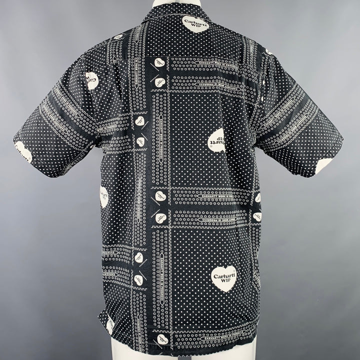 CARHARTT Size M Black White Bandana Cotton Camp Short Sleeve Shirt
