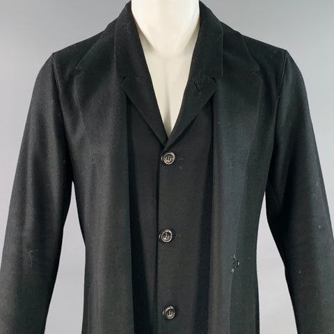 EMPORIO ARMANI Size 40 Black Virgin Wool Double Panel Hook Eye Coat