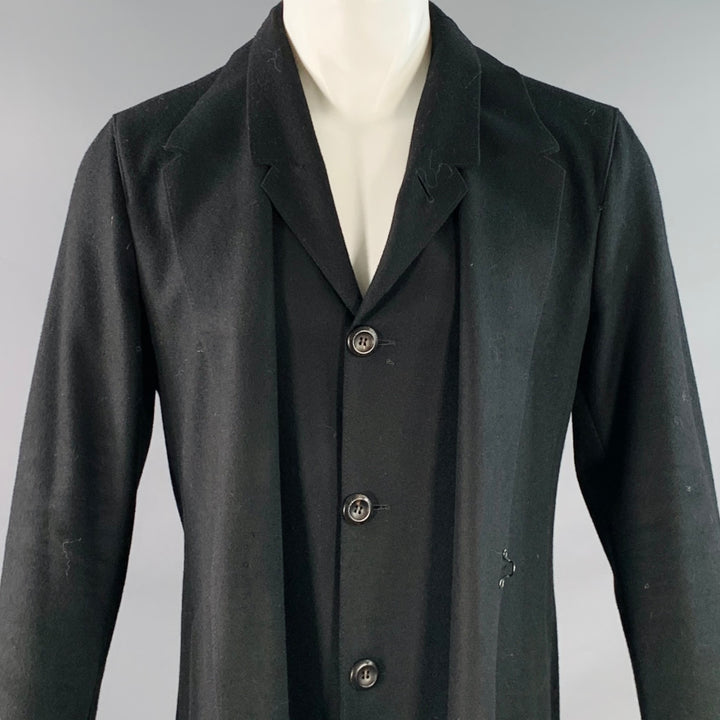 EMPORIO ARMANI Size 40 Black Virgin Wool Double Panel Hook Eye Coat
