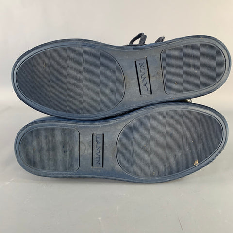 LANVIN Pointure 8 BDB1 Baskets basses en cuir color block noir et bleu marine