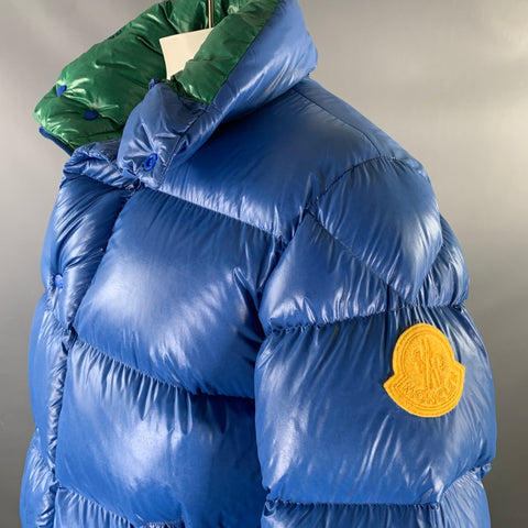 MONCLER GENIUS Size XXL Blue Green Quilted Polyamide Jacket
