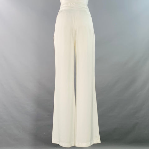 RAMY BROOK Size 0 White Pleated Wide Leg Side Zipper Dress Pants