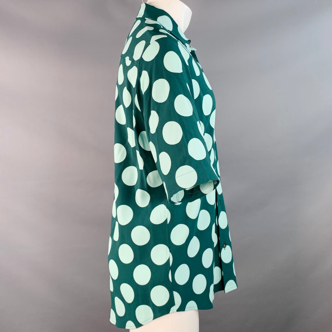 AMI by ALEXANDRE MATTIUSSI Size S Forest Green Mint Polka Dot Short Sleeve Shirt
