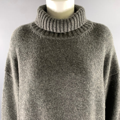 JIL SANDER Size M Grey Cashmere Blend Turtleneck Sweater