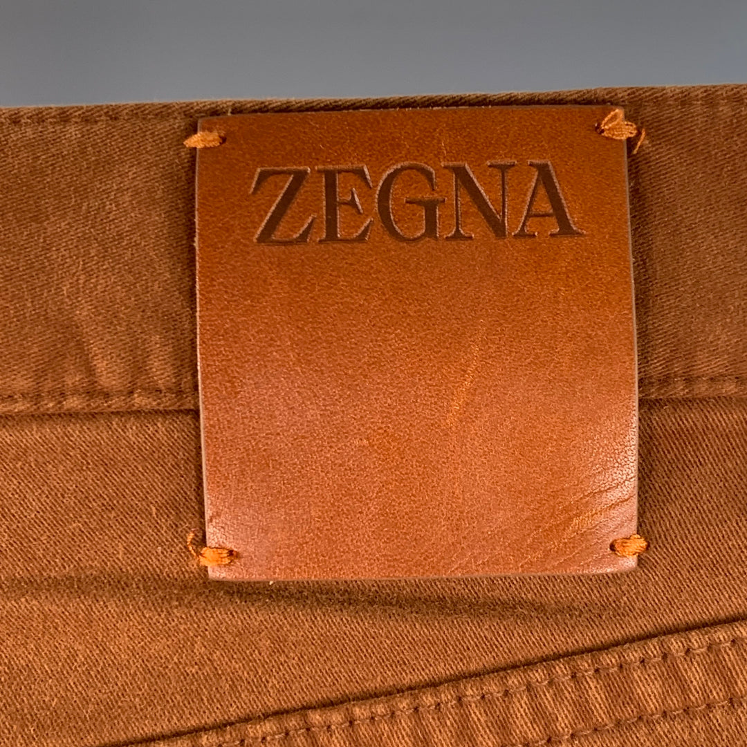 ERMENEGILDO ZEGNA Size 30 Brown Cotton Blend Slim Fit Jean Cut Casual Pants
