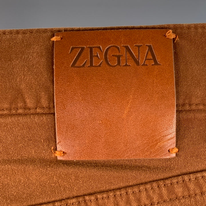 ERMENEGILDO ZEGNA Size 30 Brown Cotton Blend Slim Fit Jean Cut Casual Pants