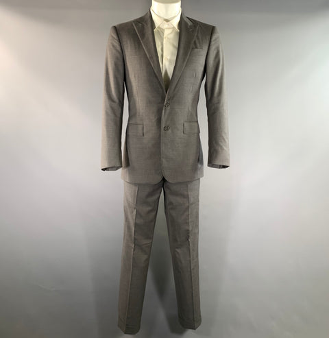 RALPH LAUREN SS2016 Chest Size 38 Grey White Pinstripe Wool Peak Lapel 31 30 Suit