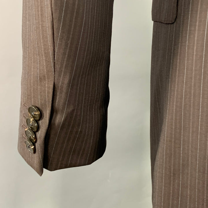 Z ZEGNA Size 38 Brown Blue Pinstripe Wool Single Breasted Notch Lapel Suit