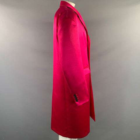 RAF SIMONS S/S2019 Size 36 Pink Wool & Silk Oversized Coat