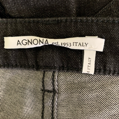 AGNONA Size 34 Black Grey Cotton Cashmere Straight Jeans