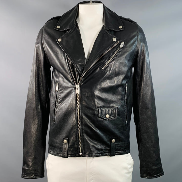 ZADIG & VOLTAIRE Size L Louis Black Sheepskin Leather Biker Jacket