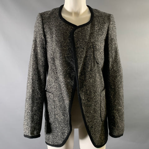 COMME des GARCONS BLACK Size XS Green Black & White Tweed Wool Nylon Jacket