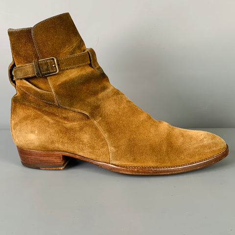 SAINT LAURENT Size 8 -Wyatt 30 Jodhpur- Tan Suede Belted Boots