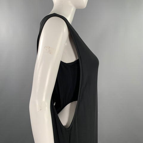 HELMUT LANG Size S Black Jersey Shift High Slit Long Dress