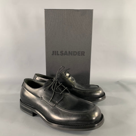 JIL SANDER Size 7 Black Leather Lace Up Shoes