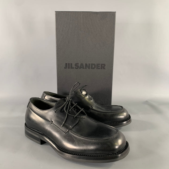 JIL SANDER Size 7 Black Leather Lace Up Shoes