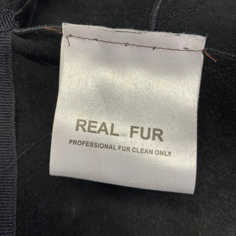 VINTAGE Size M Black Lamb Shearling 3/4 Sleeves Coat