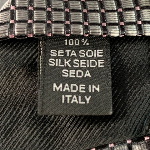 ERMENEGILDO ZEGNA One Size Silver Black Checkered Silk Tie