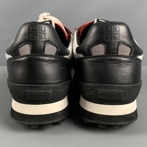 GIVENCHY Size 11 White Red & Blue Perforated Leather Sneakers
