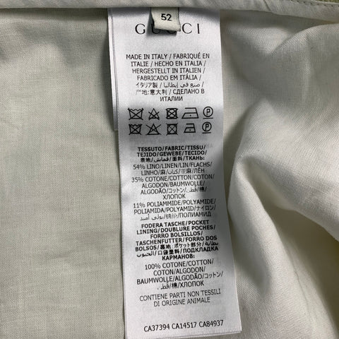 GUCCI Size 36 Green Linen Cotton Pleated Cuffed Casual Pants