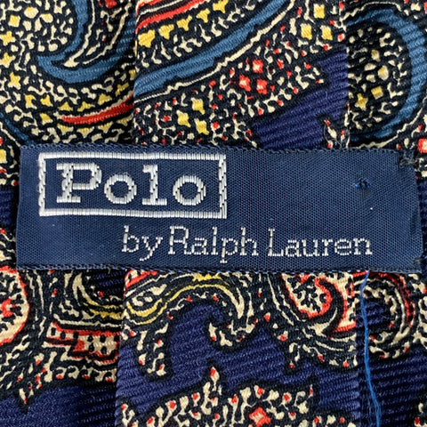 POLO by RALPH LAUREN Navy Yellow Paisley Silk Tie
