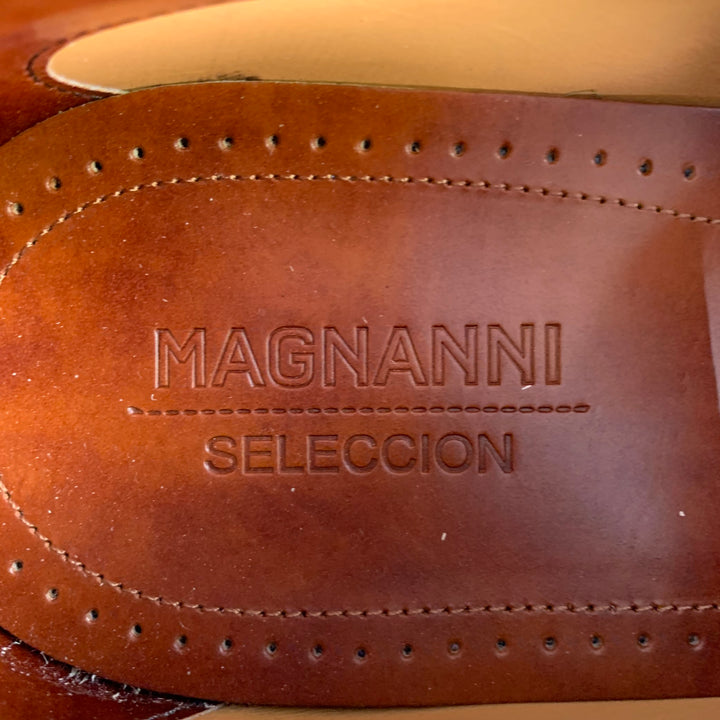 MAGNANNI Size 11 Black Leather Tassels Slip On Loafers