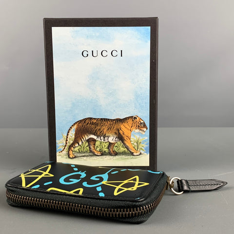 GUCCI Size One Size Black Multi-Color Monogram Leather Wallet