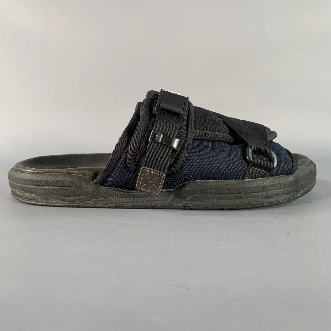 VISVIM Size L Christo Black Nylon Wrap Sandals